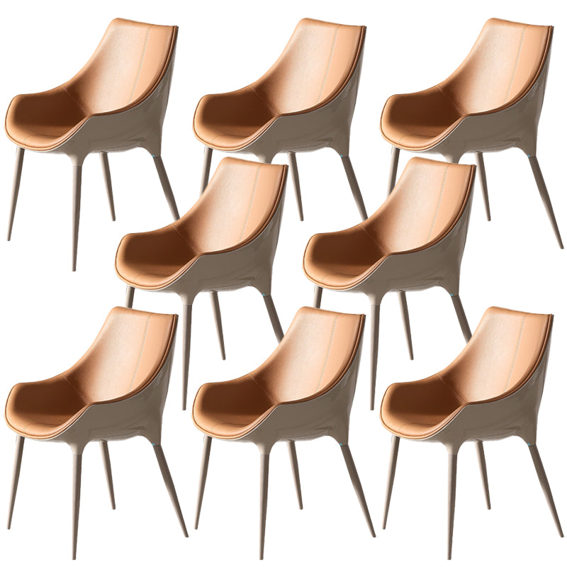 Faux Leather Kitchen Chair Metal Base Dining Chair for Living Room