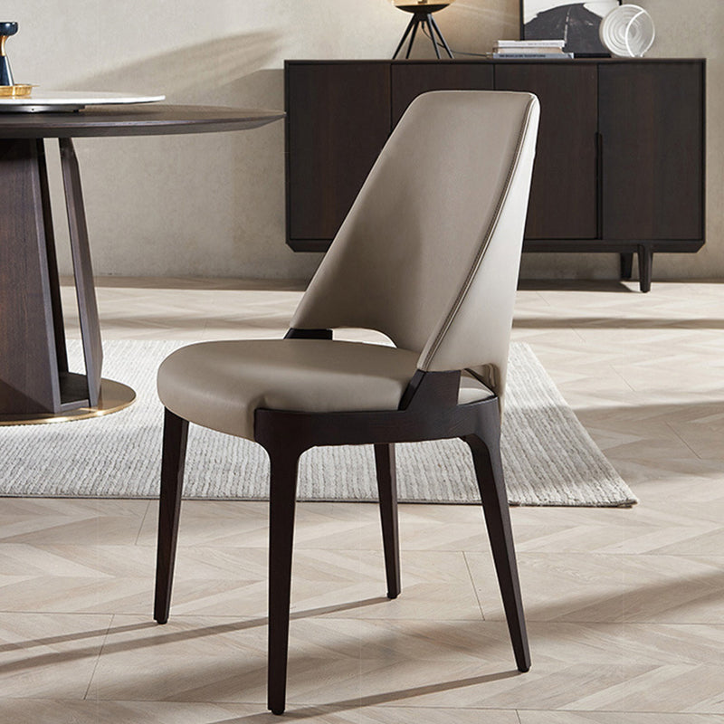 Modern Simple Side Chair Wooden Base Side Dining Chair for Bedroom