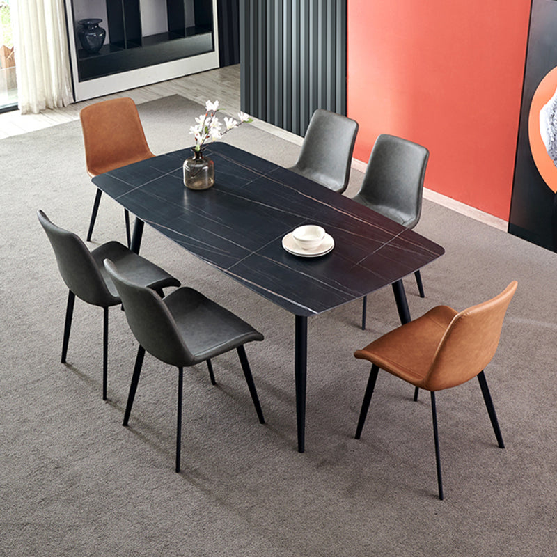 Industrial Style Side Chair Faux Leather Side Dining Chair with Metal Base