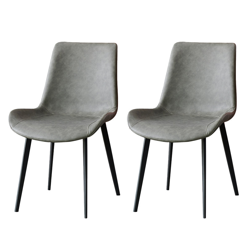 Industrial Style Side Chair Faux Leather Side Dining Chair with Metal Base