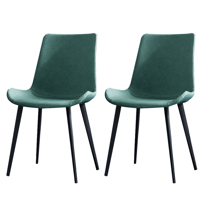 Industrial Style Side Chair Faux Leather Side Dining Chair with Metal Base