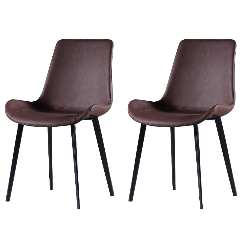 Industrial Style Side Chair Faux Leather Side Dining Chair with Metal Base