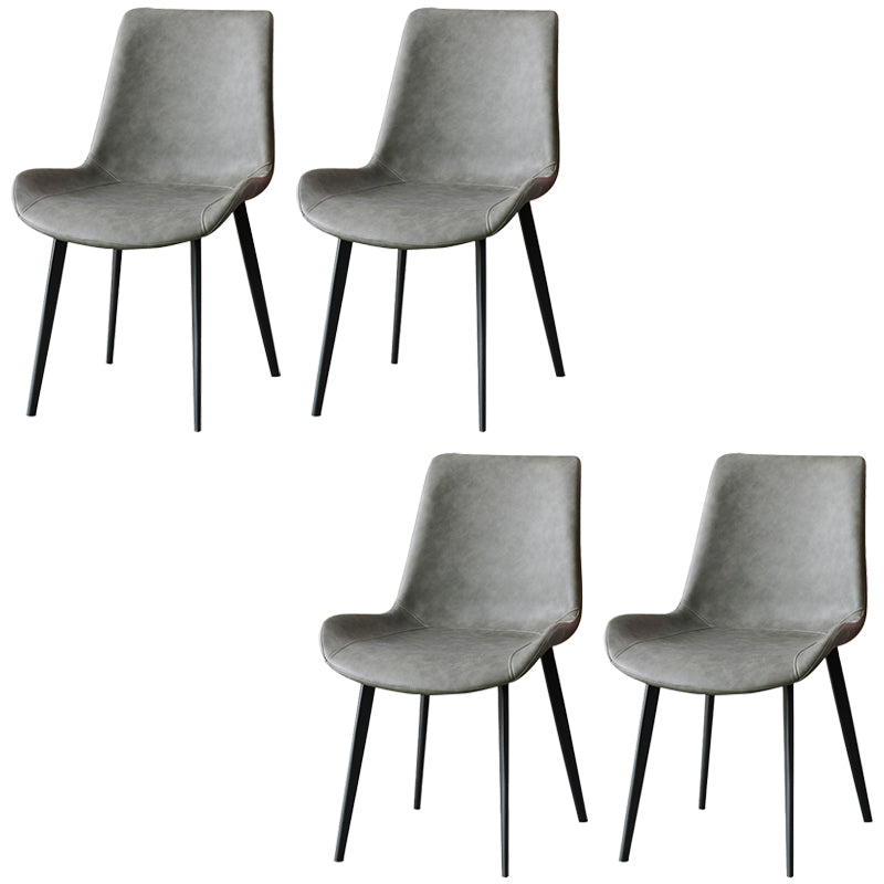 Industrial Style Side Chair Faux Leather Side Dining Chair with Metal Base