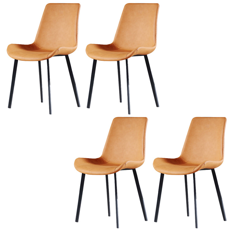 Industrial Style Side Chair Faux Leather Side Dining Chair with Metal Base