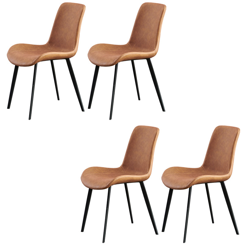 Industrial Style Side Chair Faux Leather Side Dining Chair with Metal Base