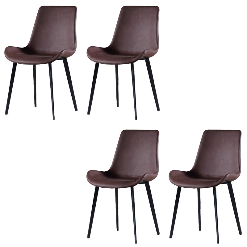 Industrial Style Side Chair Faux Leather Side Dining Chair with Metal Base