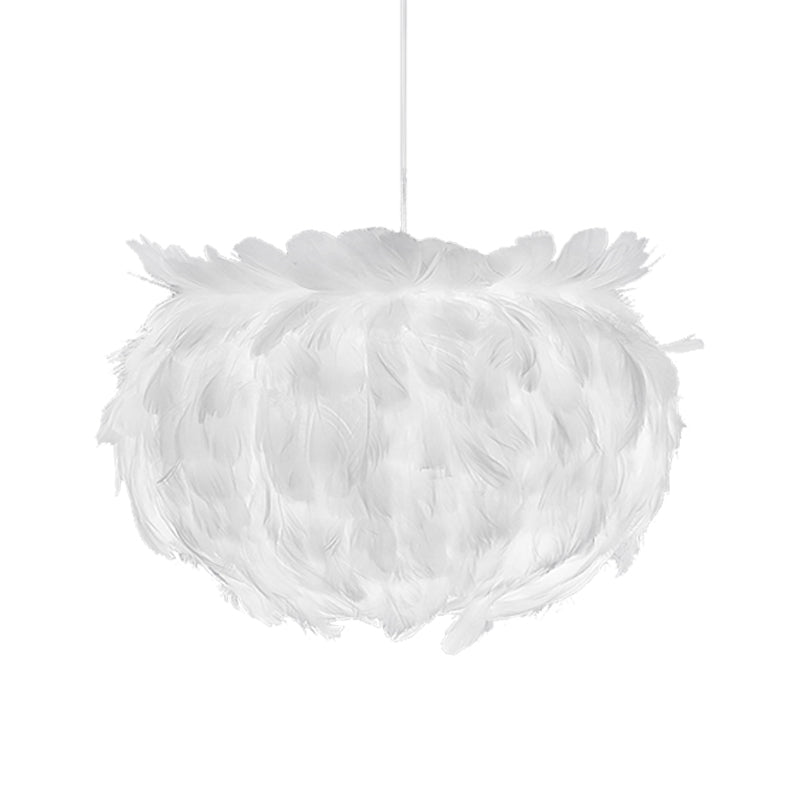 Plafond plume Plafond Light Light Contemporain Fabric 1 tête de suspension blanche tête