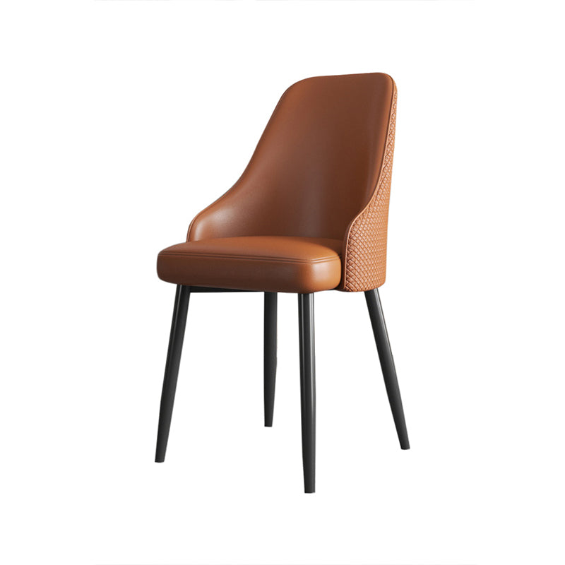 Industrial Style Side Chair Leather Side Dining Chair with Metal Base