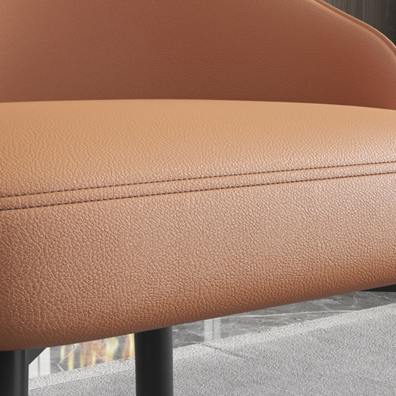 Industrial Style Side Chair Leather Side Dining Chair with Metal Base