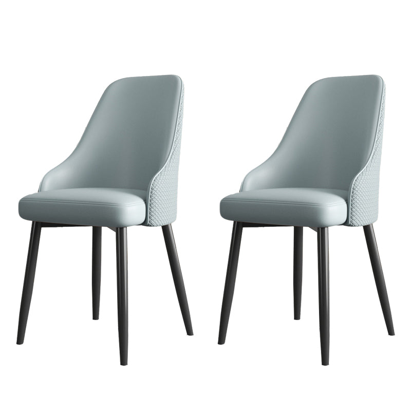 Industrial Style Side Chair Leather Side Dining Chair with Metal Base