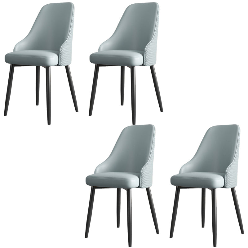 Industrial Style Side Chair Leather Side Dining Chair with Metal Base