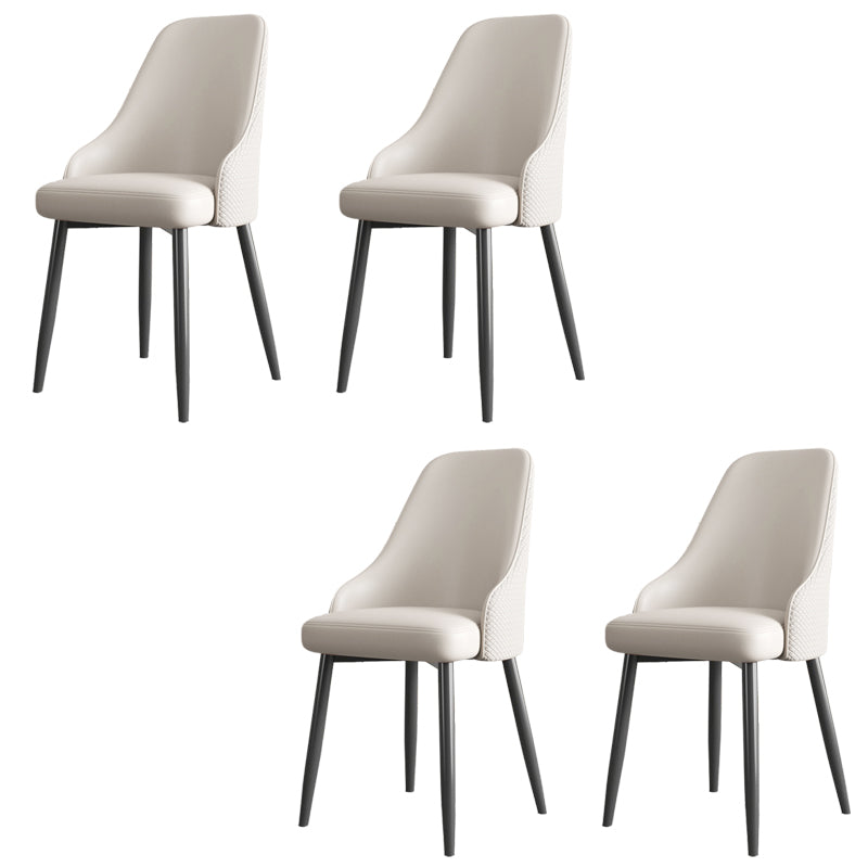 Industrial Style Side Chair Leather Side Dining Chair with Metal Base
