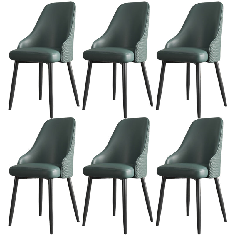 Industrial Style Side Chair Leather Side Dining Chair with Metal Base