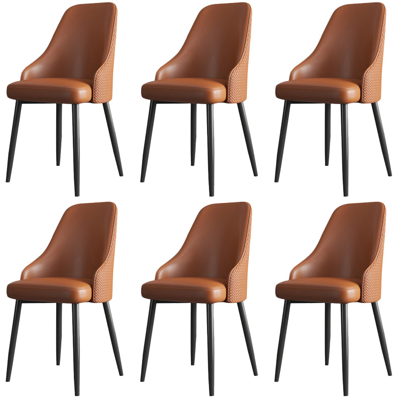 Industrial Style Side Chair Leather Side Dining Chair with Metal Base