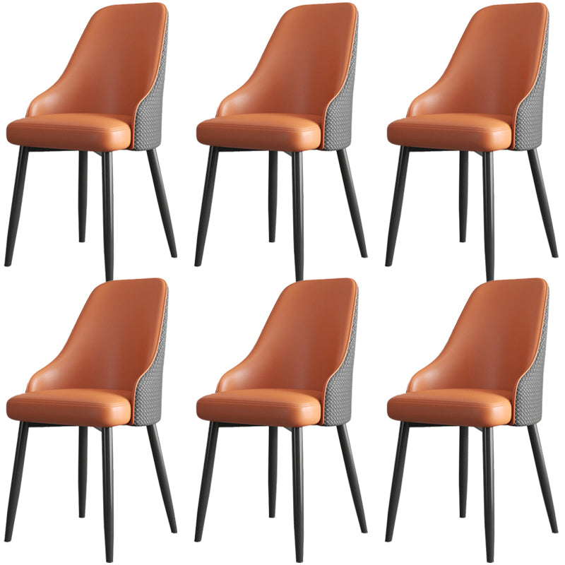 Industrial Style Side Chair Leather Side Dining Chair with Metal Base