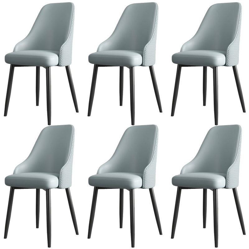 Industrial Style Side Chair Leather Side Dining Chair with Metal Base