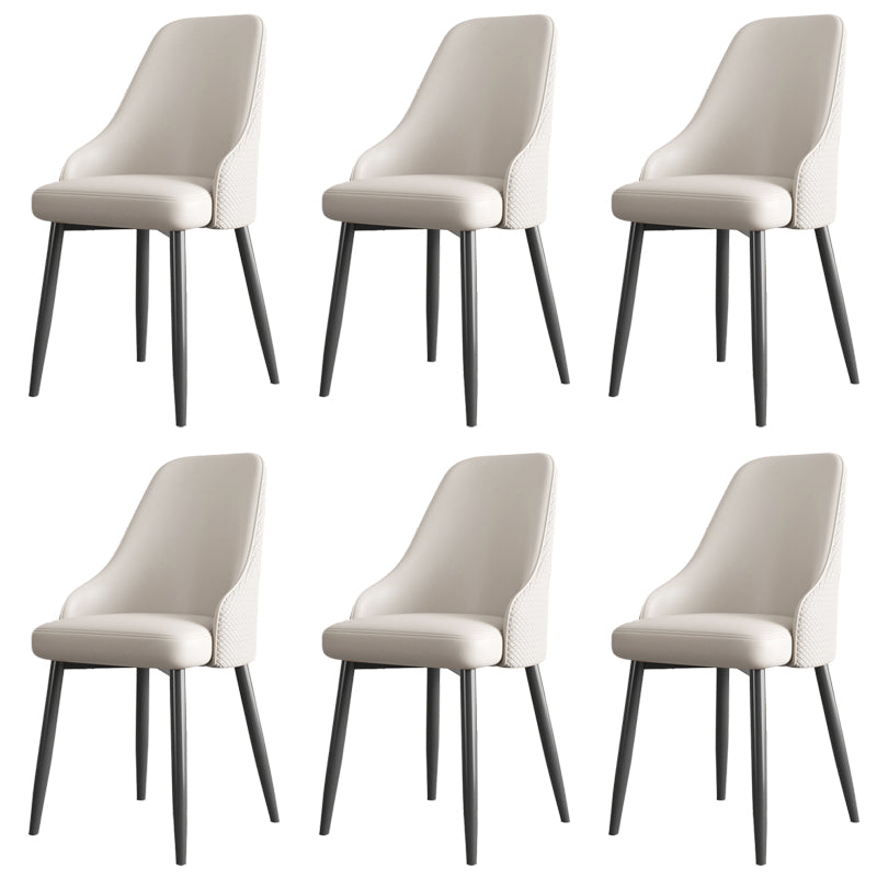 Industrial Style Side Chair Leather Side Dining Chair with Metal Base