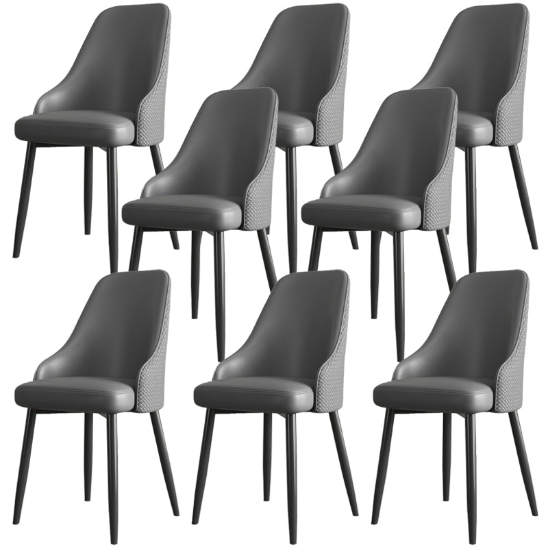 Industrial Style Side Chair Leather Side Dining Chair with Metal Base