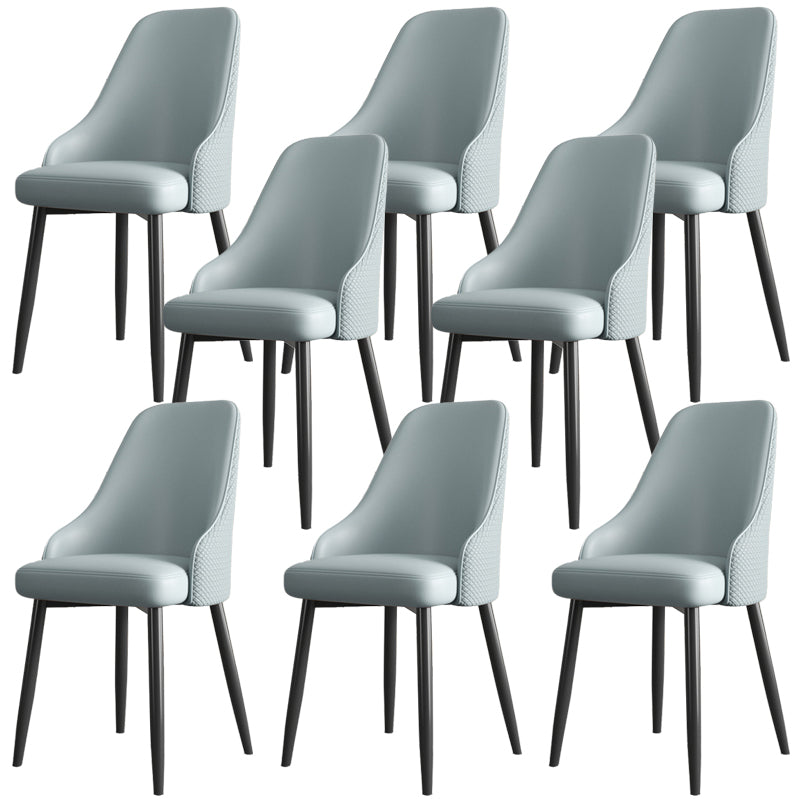 Industrial Style Side Chair Leather Side Dining Chair with Metal Base