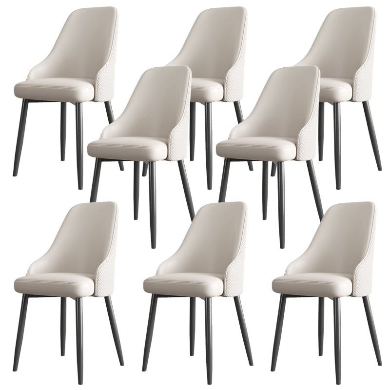 Industrial Style Side Chair Leather Side Dining Chair with Metal Base