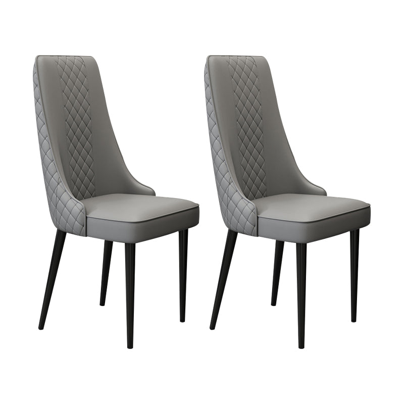 Glam Style Side Chair Leather Parsons Indoor Dining Chair for Living Room