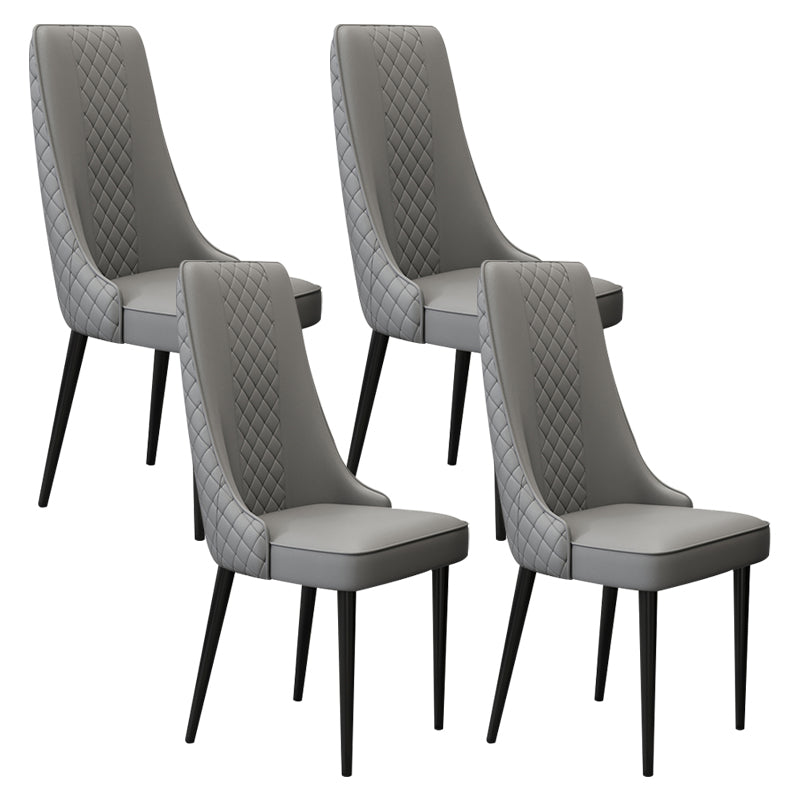 Glam Style Side Chair Leather Parsons Indoor Dining Chair for Living Room
