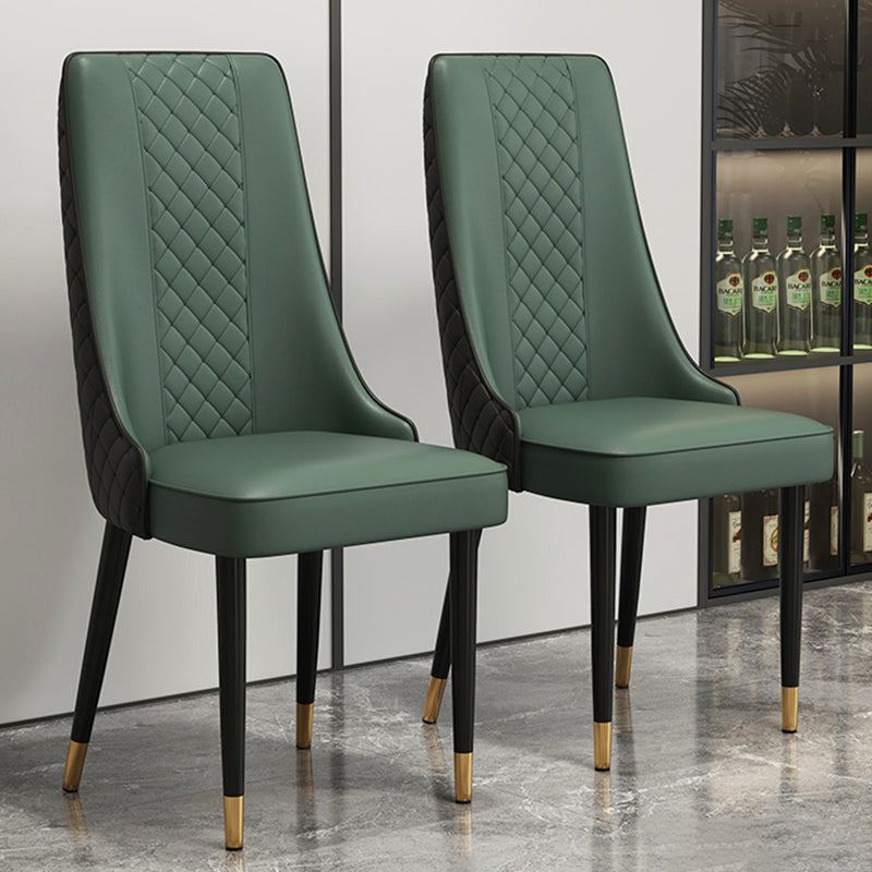 Glam Style Side Chair Leather Parsons Indoor Dining Chair for Living Room