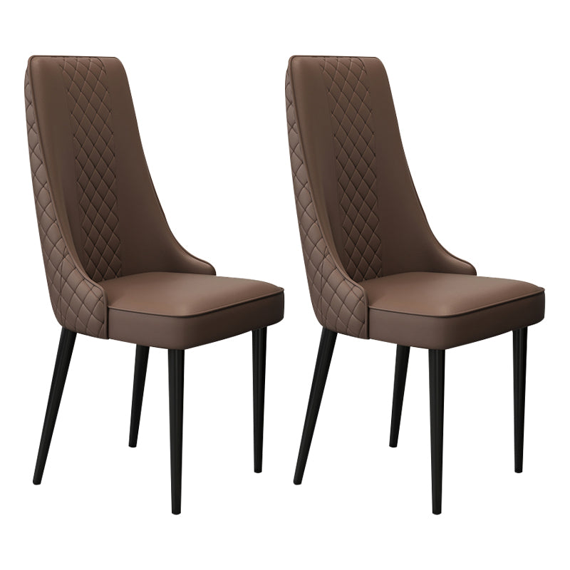 Glam Style Side Chair Leather Parsons Indoor Dining Chair for Living Room