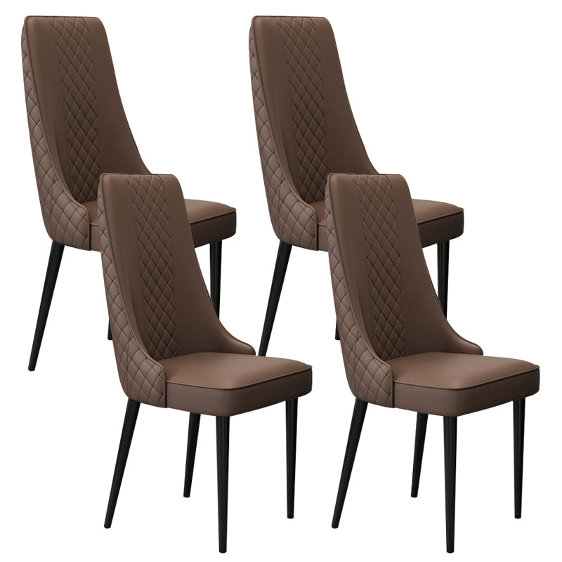 Glam Style Side Chair Leather Parsons Indoor Dining Chair for Living Room
