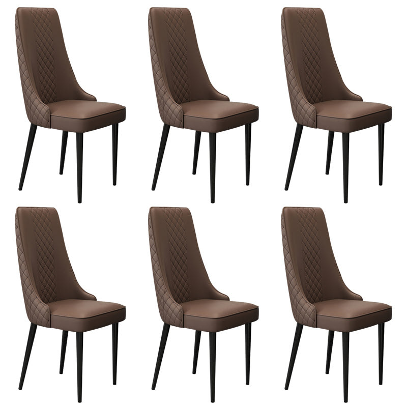 Glam Style Side Chair Leather Parsons Indoor Dining Chair for Living Room