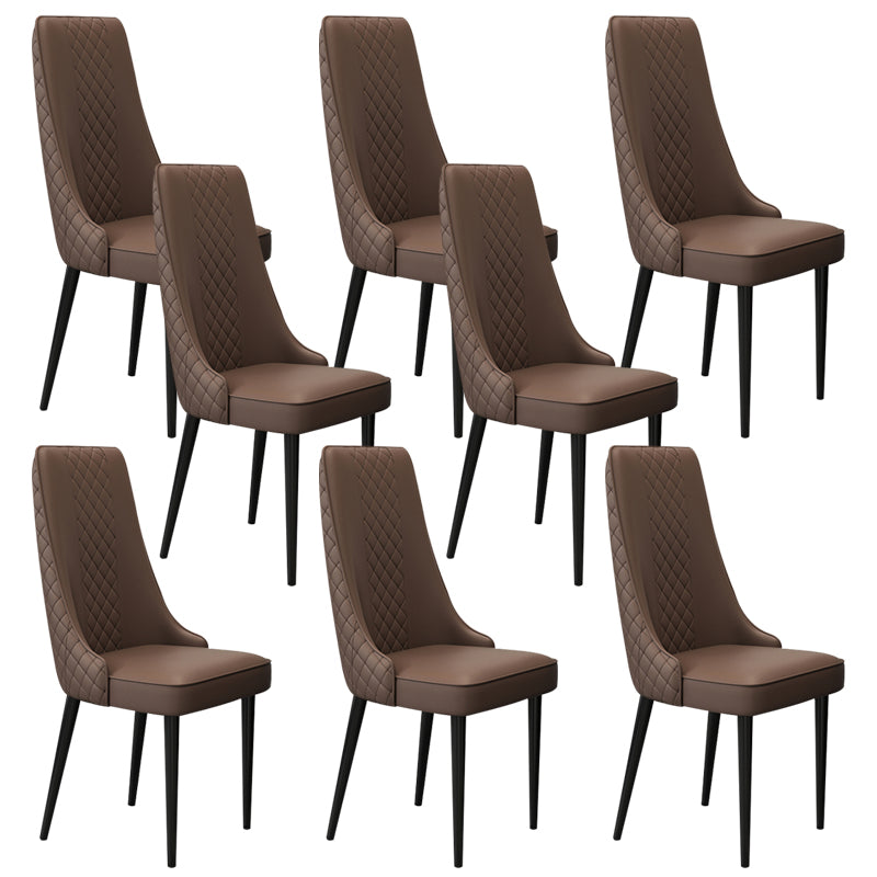 Glam Style Side Chair Leather Parsons Indoor Dining Chair for Living Room