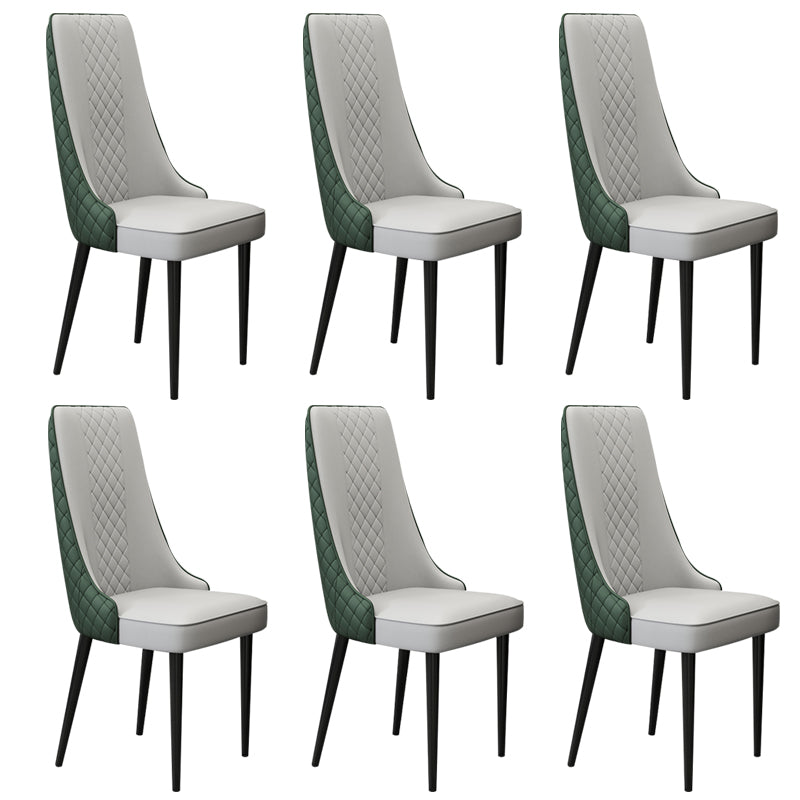 Glam Style Side Chair Leather Parsons Indoor Dining Chair for Living Room