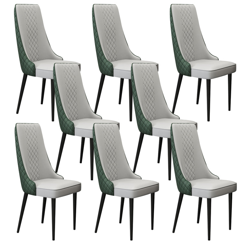 Glam Style Side Chair Leather Parsons Indoor Dining Chair for Living Room