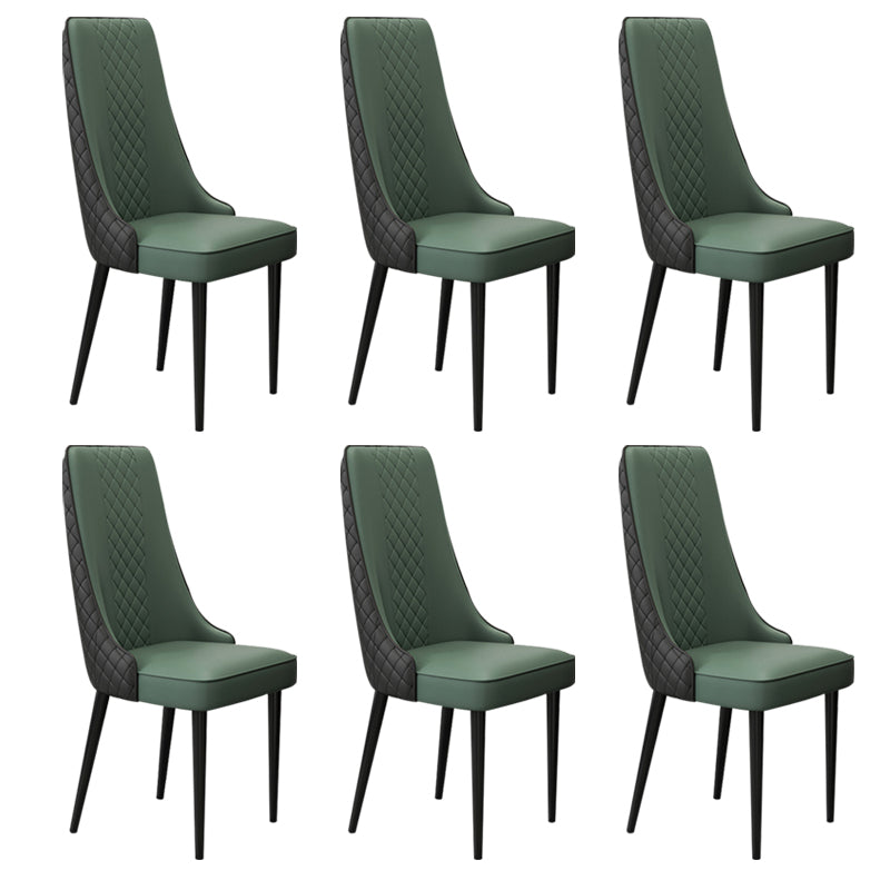 Glam Style Side Chair Leather Parsons Indoor Dining Chair for Living Room
