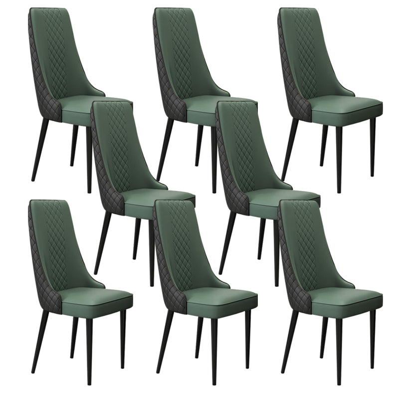 Glam Style Side Chair Leather Parsons Indoor Dining Chair for Living Room