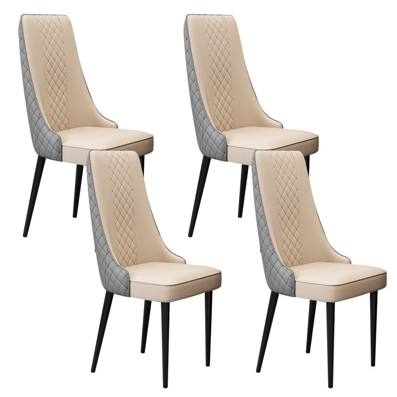 Glam Style Side Chair Leather Parsons Indoor Dining Chair for Living Room