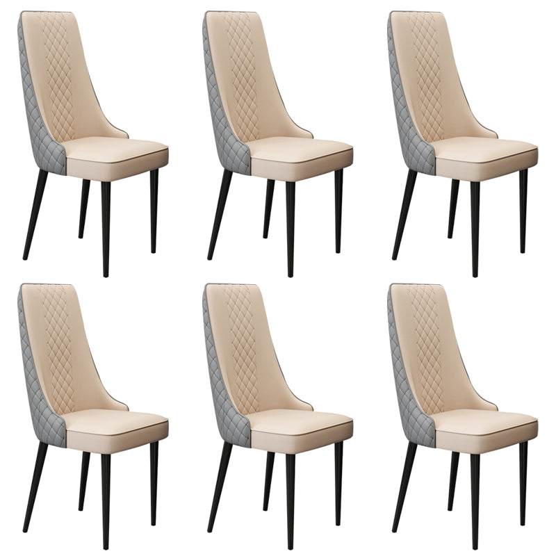 Glam Style Side Chair Leather Parsons Indoor Dining Chair for Living Room