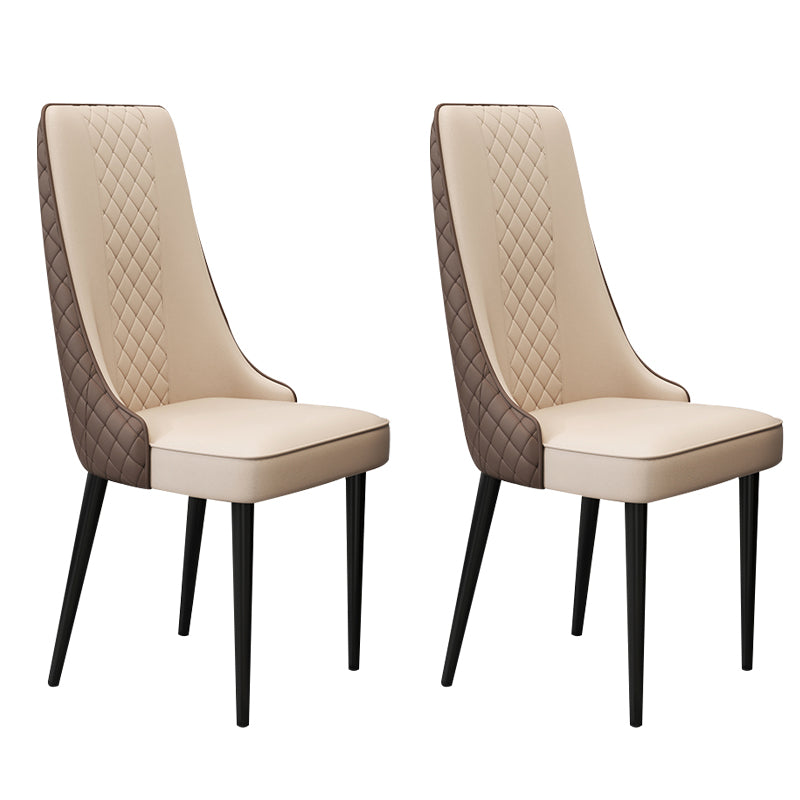 Glam Style Side Chair Leather Parsons Indoor Dining Chair for Living Room