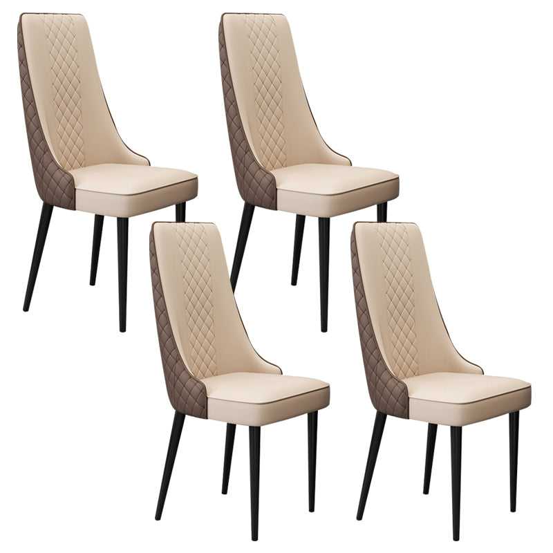 Glam Style Side Chair Leather Parsons Indoor Dining Chair for Living Room