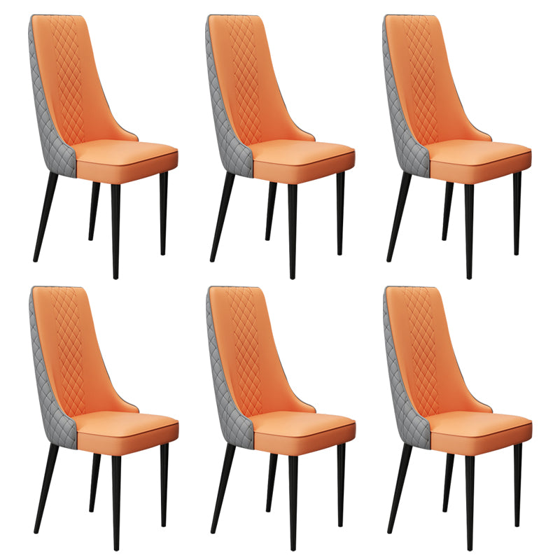 Glam Style Side Chair Leather Parsons Indoor Dining Chair for Living Room
