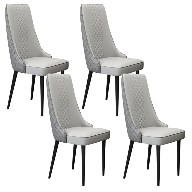 Glam Style Side Chair Leather Parsons Indoor Dining Chair for Living Room