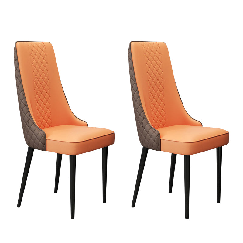 Glam Style Side Chair Leather Parsons Indoor Dining Chair for Living Room