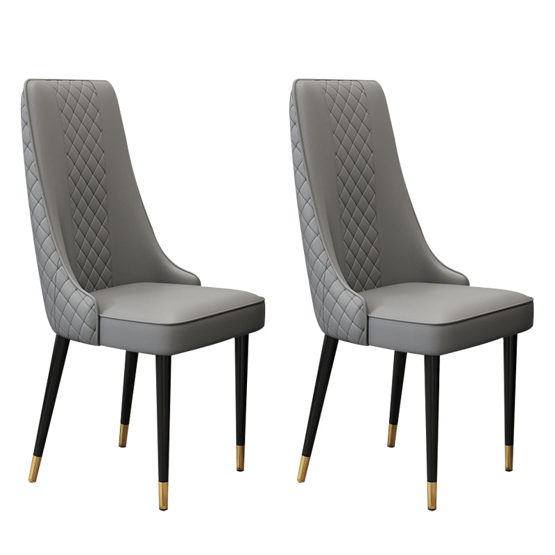 Glam Style Side Chair Leather Parsons Indoor Dining Chair for Living Room