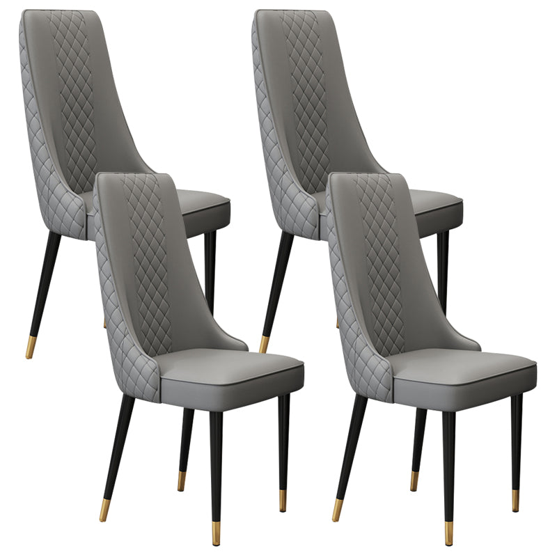 Glam Style Side Chair Leather Parsons Indoor Dining Chair for Living Room