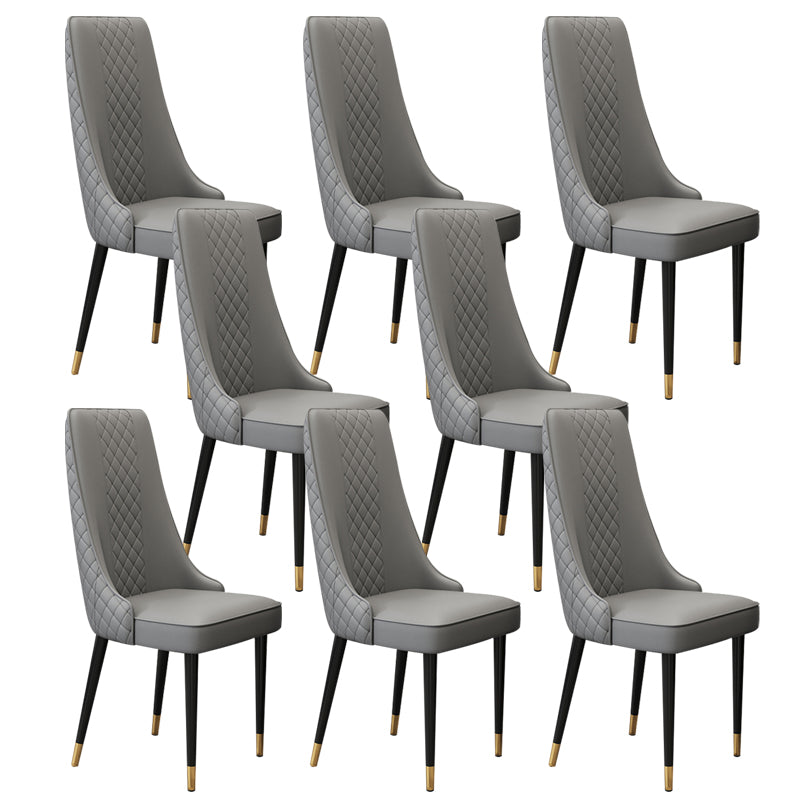 Glam Style Side Chair Leather Parsons Indoor Dining Chair for Living Room
