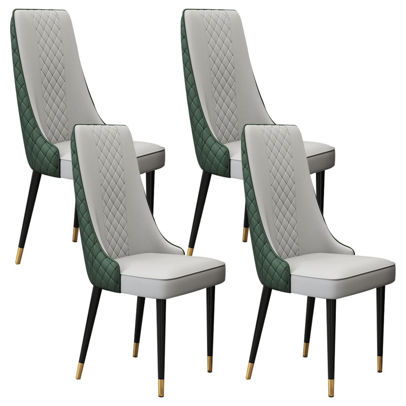 Glam Style Side Chair Leather Parsons Indoor Dining Chair for Living Room