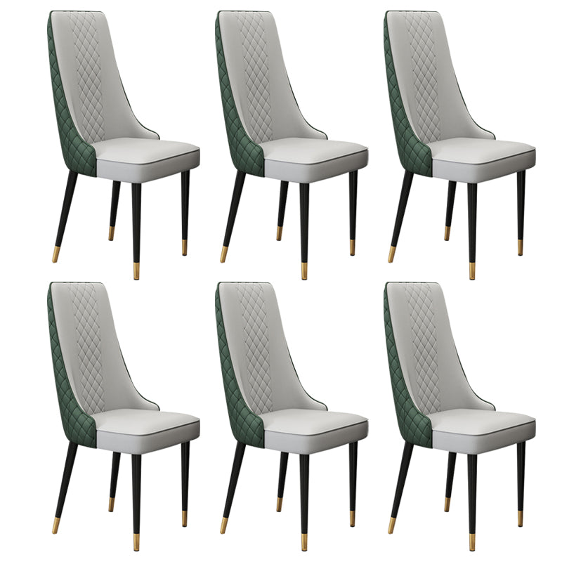 Glam Style Side Chair Leather Parsons Indoor Dining Chair for Living Room