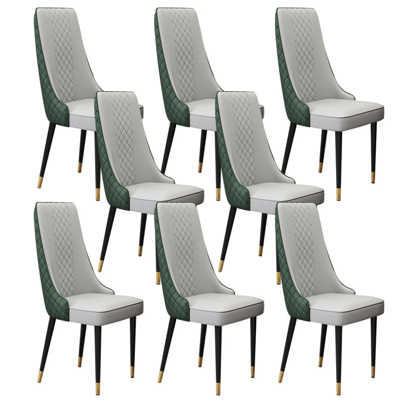 Glam Style Side Chair Leather Parsons Indoor Dining Chair for Living Room