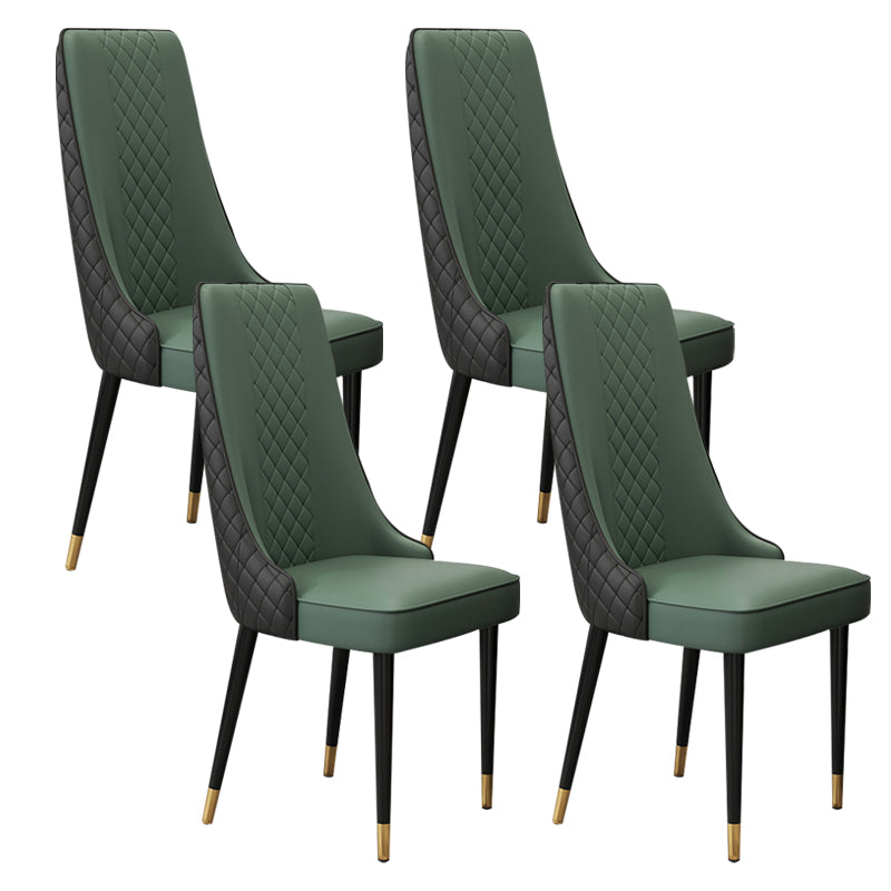 Glam Style Side Chair Leather Parsons Indoor Dining Chair for Living Room