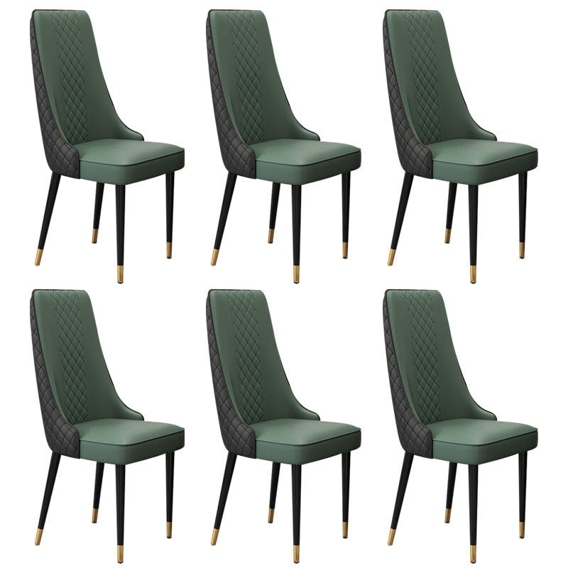 Glam Style Side Chair Leather Parsons Indoor Dining Chair for Living Room